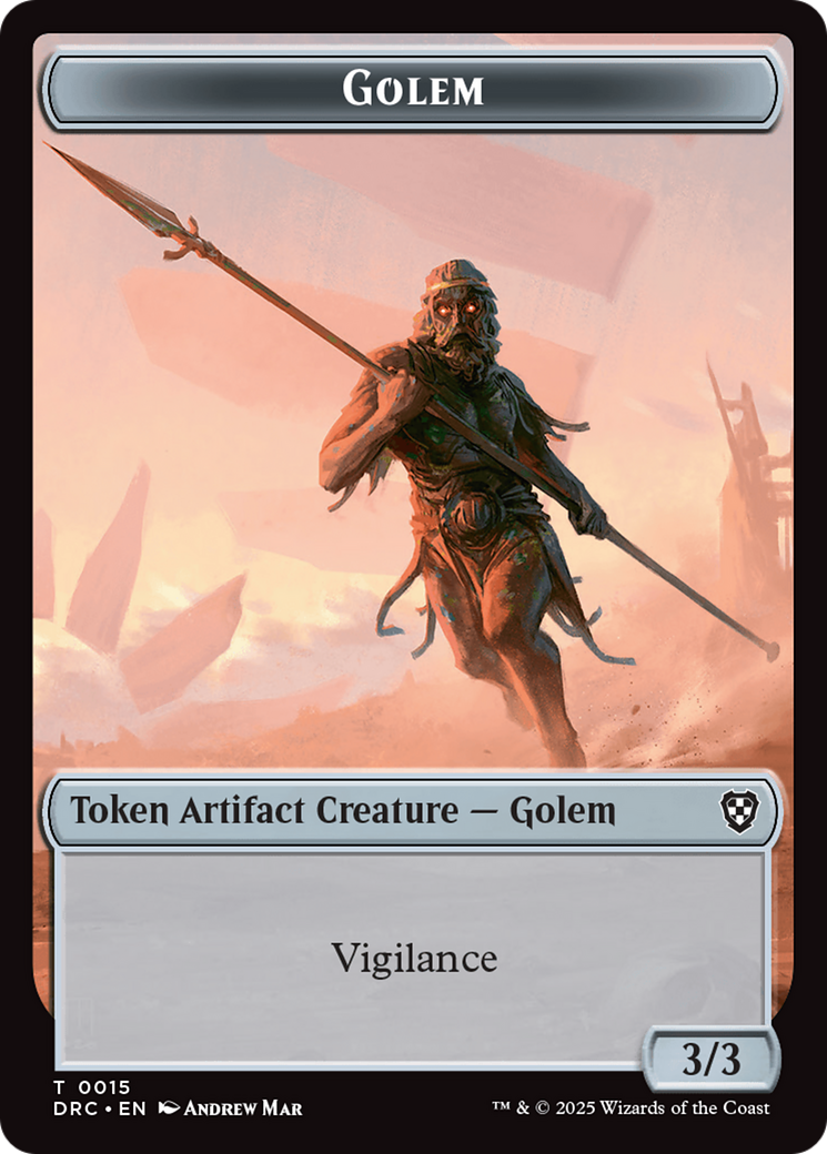 Golem (0015) // Thopter (0009) Double-Sided Token [Aetherdrift Commander Tokens]