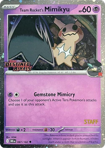 Team Rocket's Mimikyu (087/182) (Prerelease Staff) [Scarlet & Violet: Destined Rivals]