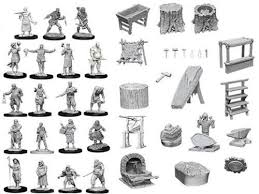 WIZKIDS UNPAINTED MINIS TOWNSPEOPLE/ACCESSORIES