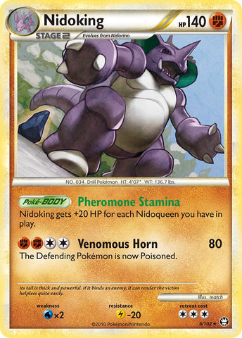 Nidoking (6/102) (Cracked Ice Holo) (Theme Deck Exclusive) [HeartGold & SoulSilver: Triumphant]