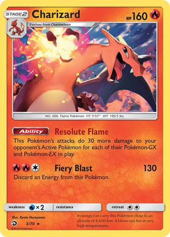 Charizard (3/70) (Let's Play, Eevee) (Theme Deck Exclusive) [Sun & Moon: Dragon Majesty]
