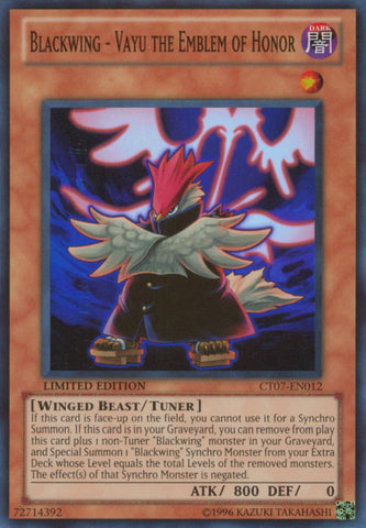 Blackwing - Vayu the Emblem of Honor [CT07-EN012] Super Rare