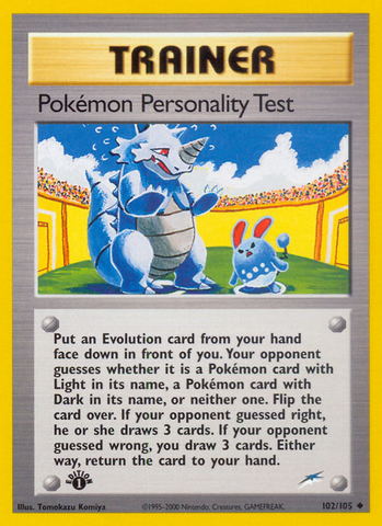 Pokemon Personality Test (102/105) [Neo Destiny 1st Edition]