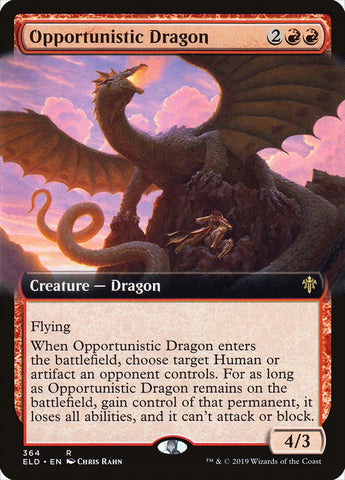 Opportunistic Dragon (Extended Art) [Throne of Eldraine]